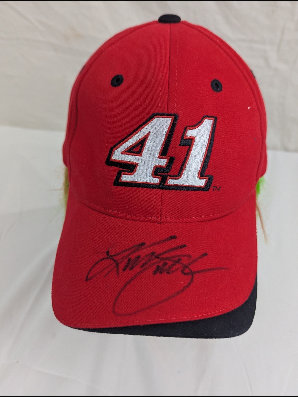 Reed Sorenson Hat Strapback Cap Mens Red Black NASCAR Racing Cap with Signature